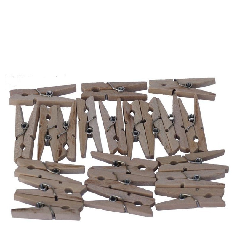 Mini Pinzas NATUR, 50pzas - Decoración de Cóctel de Madera