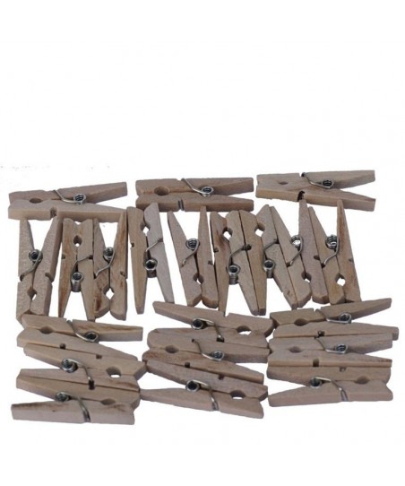 Mini Pinzas NATUR, 50pzas - Decoración de Cóctel de Madera