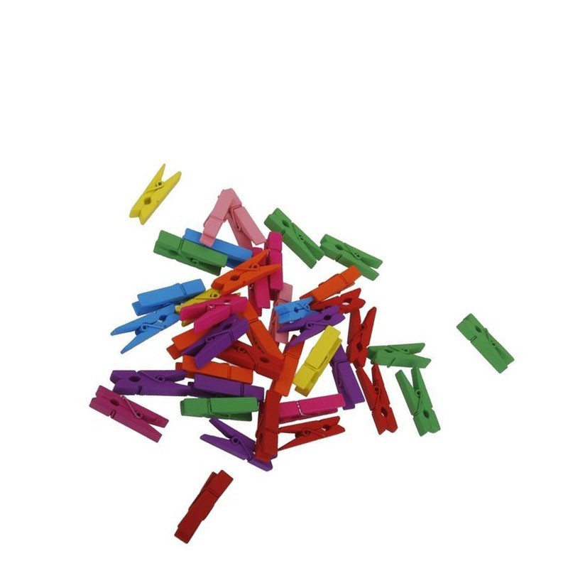 Mini Abrazaderas MULTICOLOR, 50 pzas - Decoración de Cóctel de Madera
