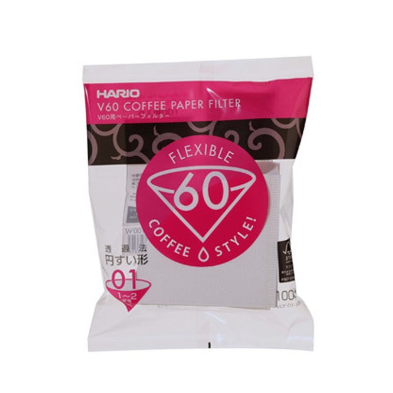 Filtros de Papel V60, Tamaño 01 [HARIO] VCF-01-100W, 100pzas