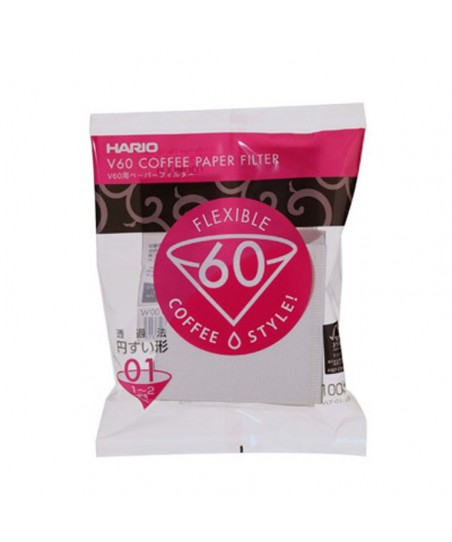 Filtros de Papel V60, Tamaño 01 [HARIO] VCF-01-100W, 100pzas