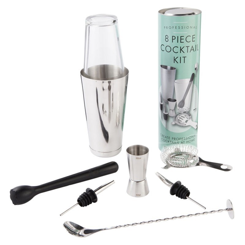 Set Bartender con Utensilios (¡8 piezas!) [MEZCLAR] Kit de Coctelería en Caja Regalo