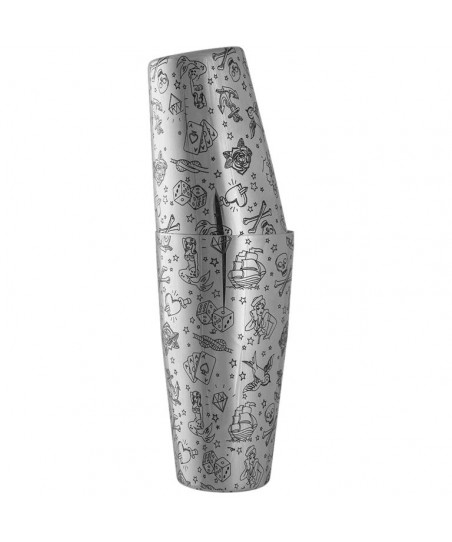 Coctelera BOSTON TATTOO TIN-on-TIN [UrbanBAR] con Base Lastrada