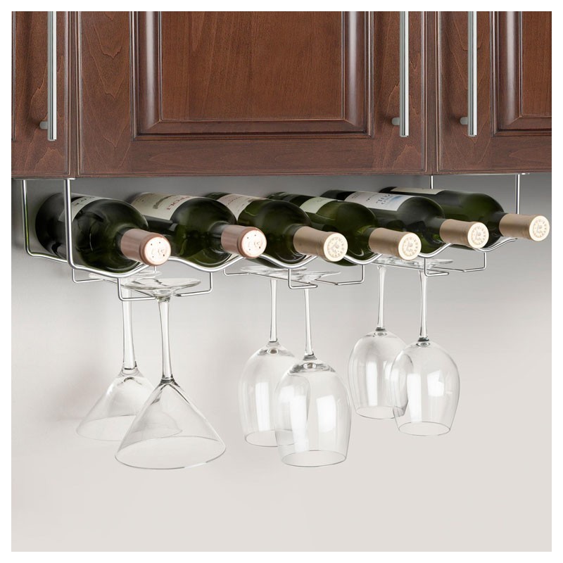 Under Cabinet Wine & Glass Rack - CHROME plated, 61cm