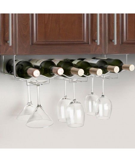 Under Cabinet Wine & Glass Rack - CHROME plated, 61cm