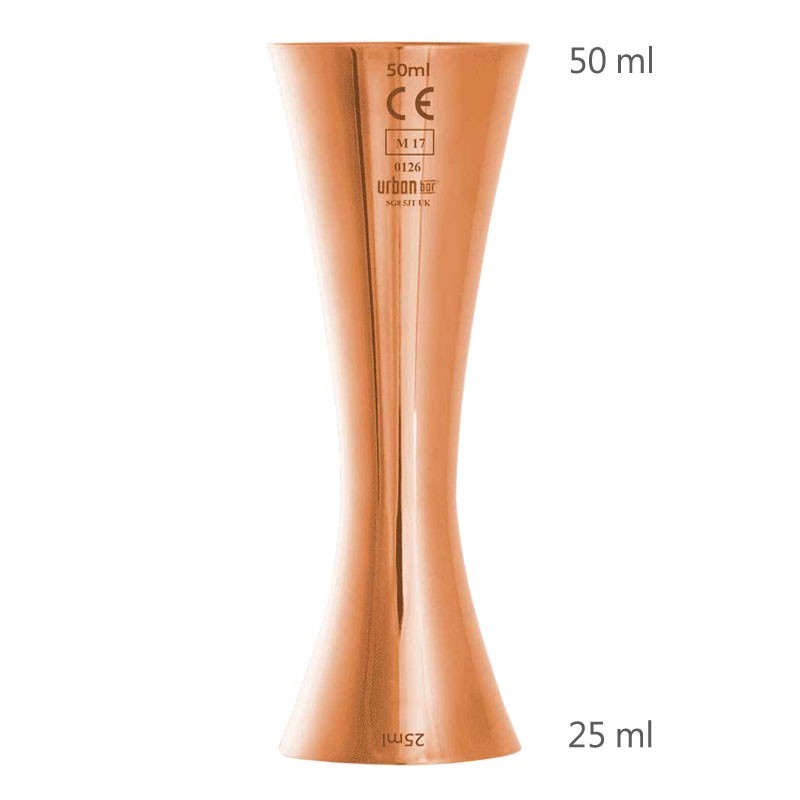 Jigger AERO 25/50ml COBRE con Marcado CE [UrbanBAR] Medidor Profesional para Bar