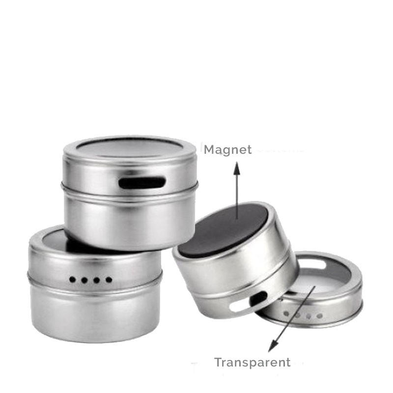 Metal Box for Spices, with Magnetic Support