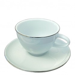 COFFEE Cup - White Porcelain, with PLATINUM Edge, 150ml