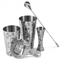 TIKI Cocktail Barware Set [UrbanBAR] – 5-Piece Premium Gift Box