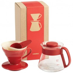 Pour Over Drip Pod Kit, CERAMIC V60, 1-4 Cups [HARIO] VDS-3012R, Red