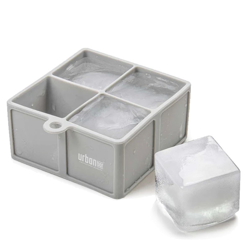 Silicone ICE CUBE Tray for 4 LARGE CUBES 4.3cm [UrbanBAR]