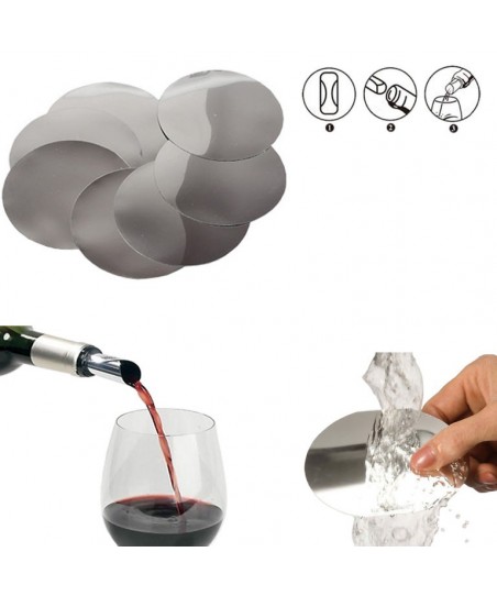 DROP STOP para Vino (Set 6 uds.) – Disco Antigoteo de Aluminio