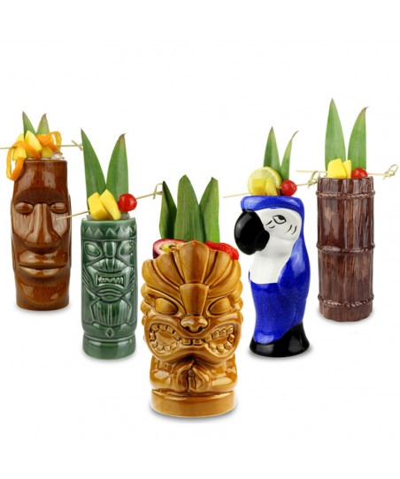 Vaso TIKI - LUAU Party Pack (¡Juego de 5pzas!) Cerámica