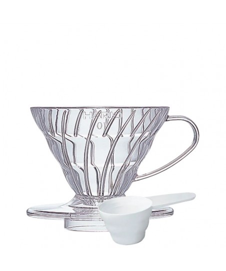 Gotero de Café V60 Transparente [HARIO] VD-01T Coffee Dripper de Plástico