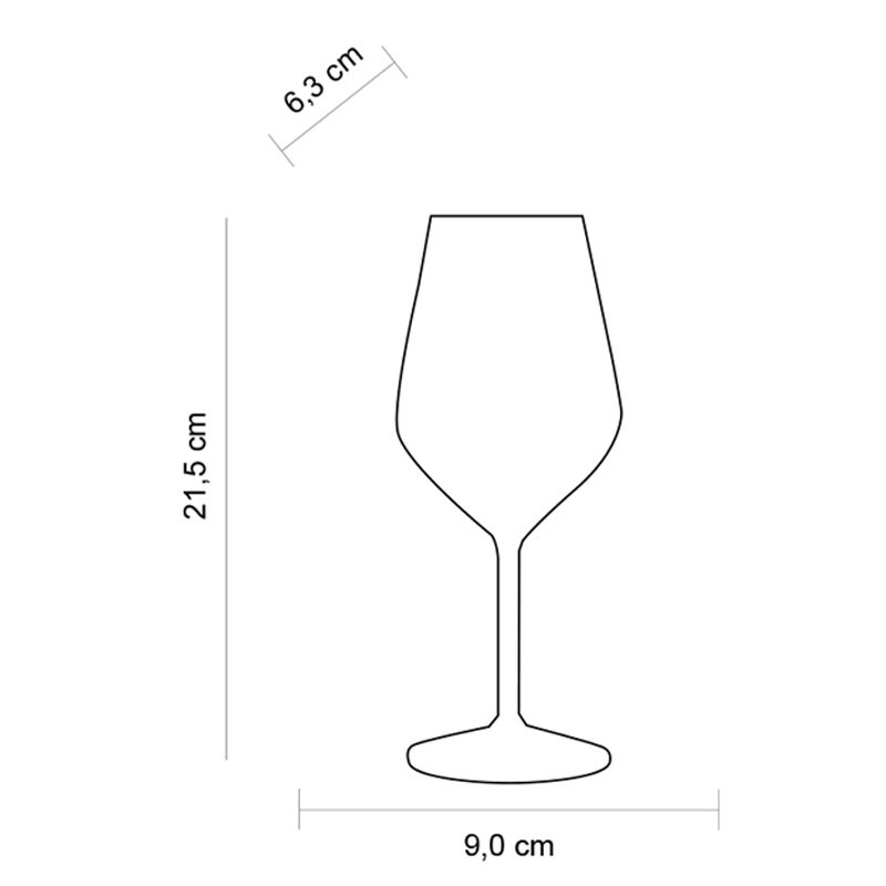 Copa TRITAN (Policarbonato) Vino (Dimensiones) 470ml