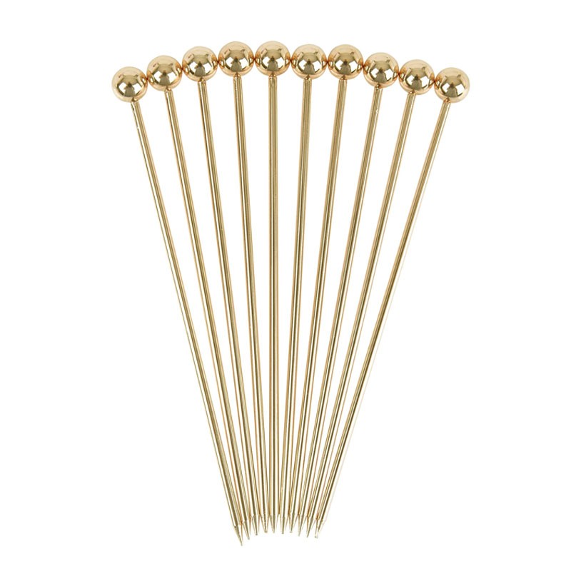 Palillos de METAL con BOLA (¡Juego de 10pzas!) DORADO, Reutilizable