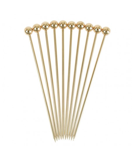 Palillos de METAL con BOLA (¡Juego de 10pzas!) DORADO, Reutilizable