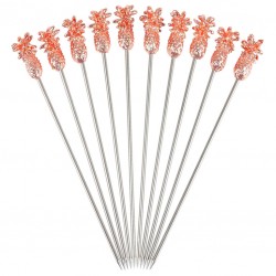 Palillos de METAL con PIÑA (¡Juego de 10pzas!) COBRE, Reutilizable