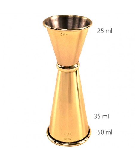 Jigger GINZA 25 /50 ml DORADO [MEZCLAR] Medidor de Cócteles de Estilo Japonés