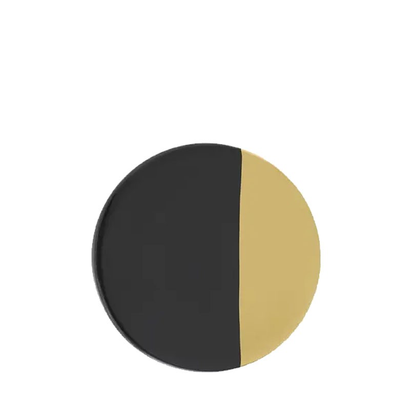 GOLD plated Round BLACK Coaster - ROYAL DOUBLE