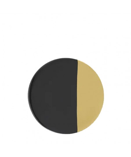 GOLD plated Round BLACK Coaster - ROYAL DOUBLE