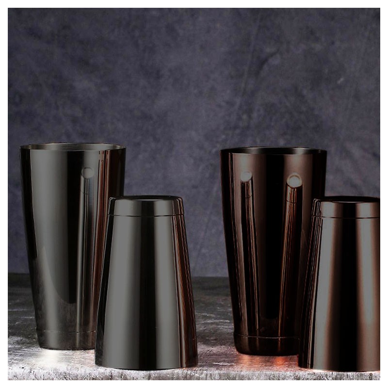 Coctelera Boston TIN-on-TIN GINZA NEGRA Premium [UrbanBAR] con Peso – Set Profesional