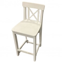 High Bar Stool - with White Wooden Back