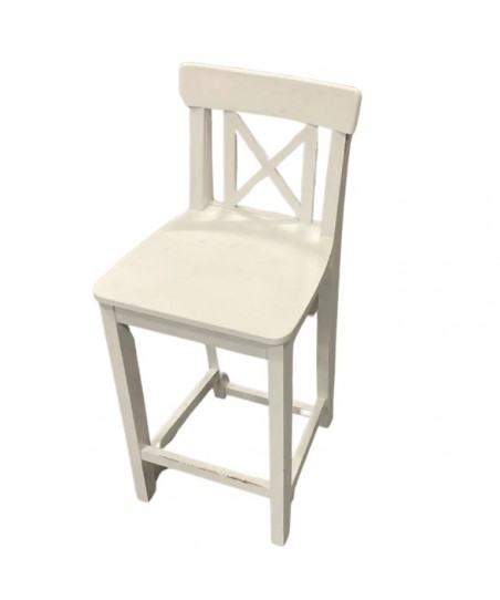 High Bar Stool - with White Wooden Back
