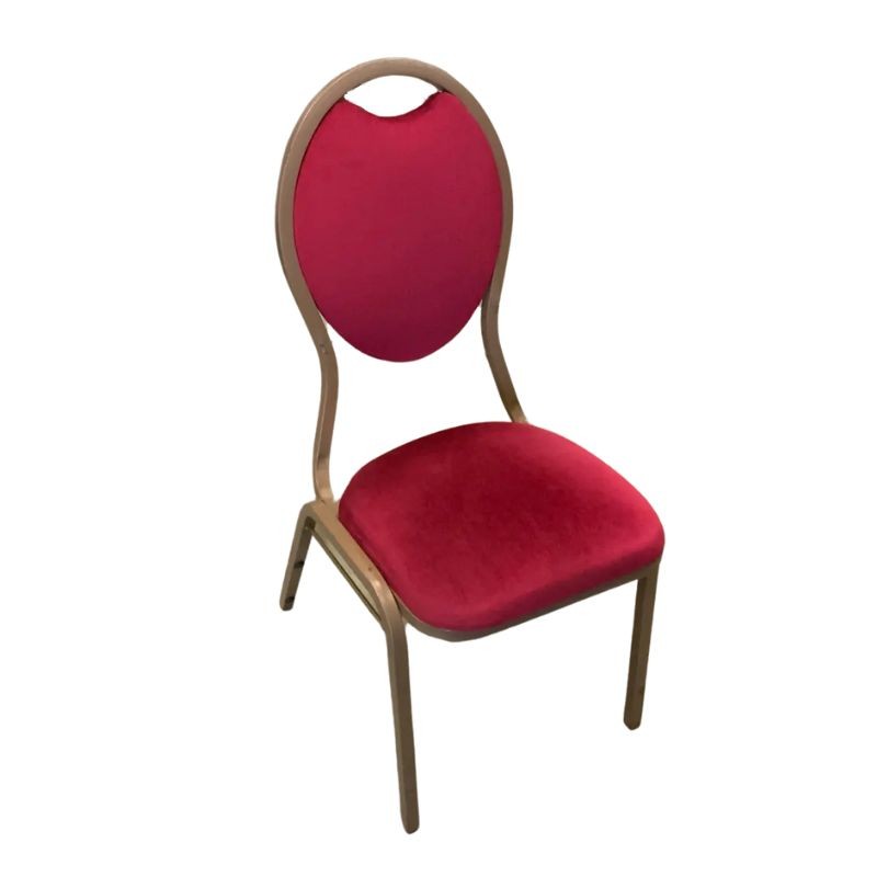 Silla de Restaurante APILABLE - Tela Roja con Estructura de Metal