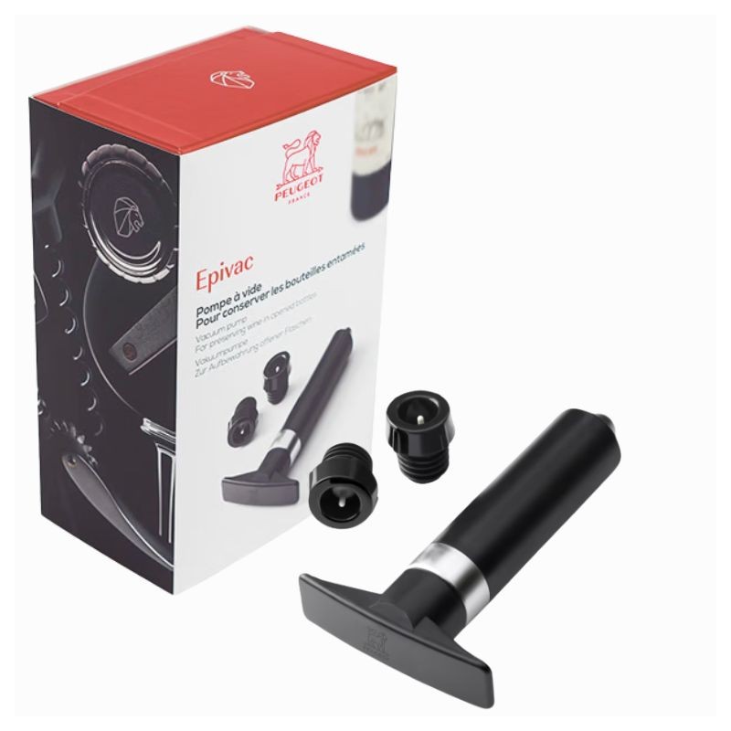 Bomba de VACÍO EPIVAC [PEUGEOT] para Botellas de Vino, con 2 Corchos