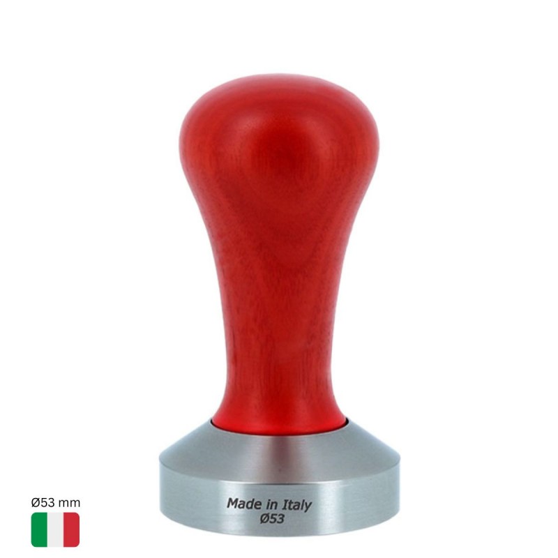 Coffee Tamper Ø53 mm [MOTTA] with RED Wooden Handle