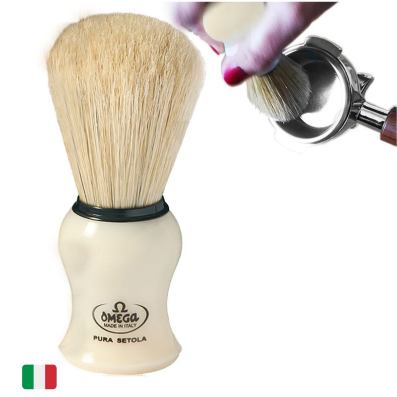 Cepillo Profesional (Cerdas Naturales) [OMEGA] para Limpiar el Portafiltro