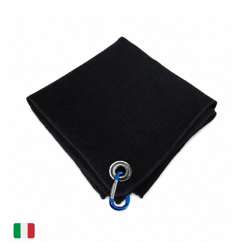 Paño BARISTA Premium con Mosquetón – Negro 40 × 40 cm