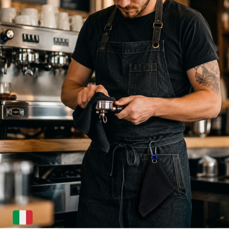 Premium BARISTA Towel with CARABINER – Black 40×40cm
