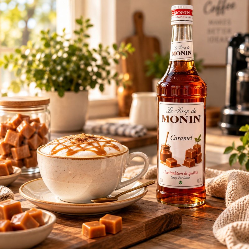 MONIN Caramel Syrup 700ml – Homemade Caramel Cappuccino