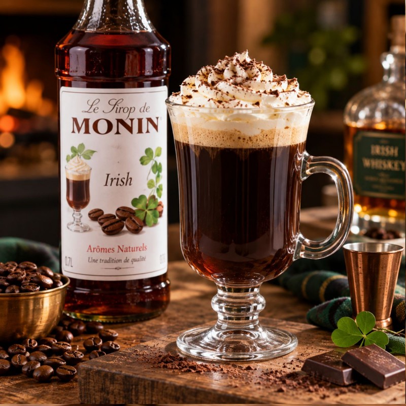 Irish Coffee in Classic Stemmed Glass with MONIN Irish Cream Syrup